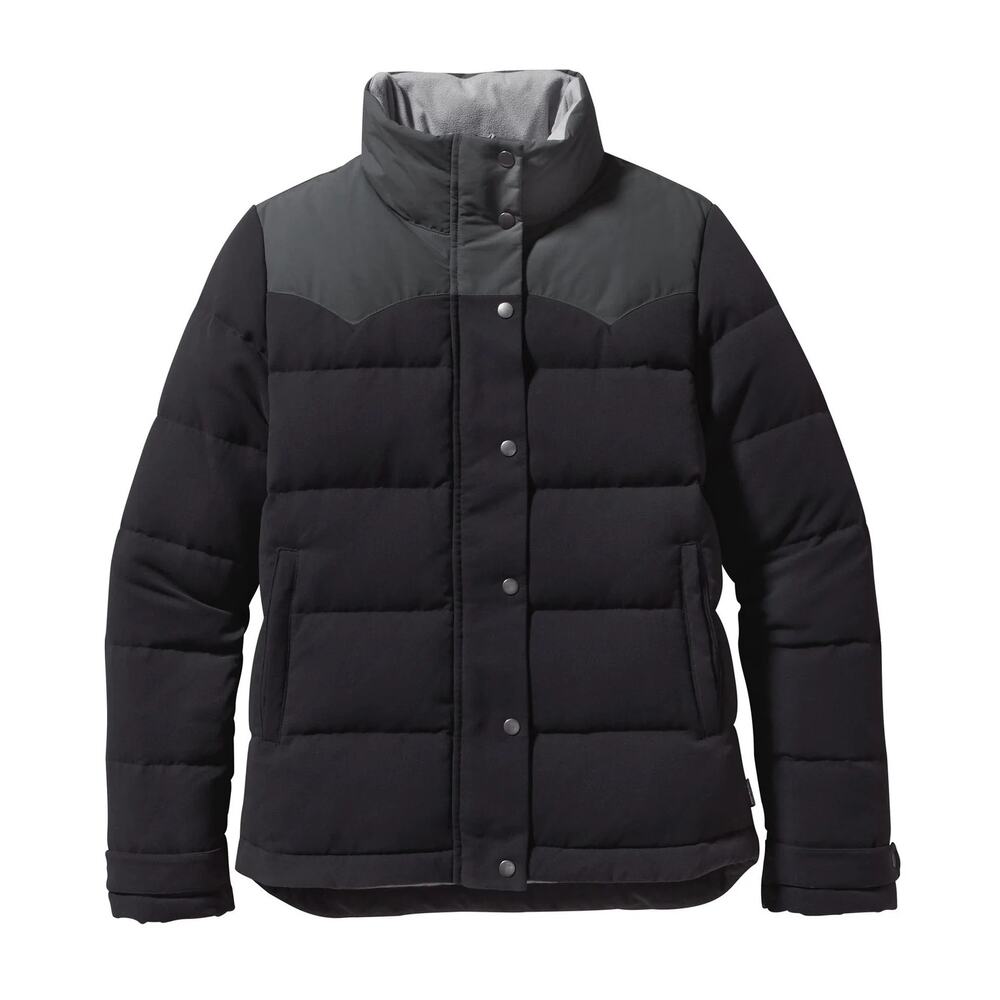 Patagonia Bivy Duck Down Jacket Womens S Black Gray Western Yoke Puffer Coat - Picture 11 of 11